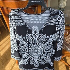 NY Collection Black and White Women's Blouse